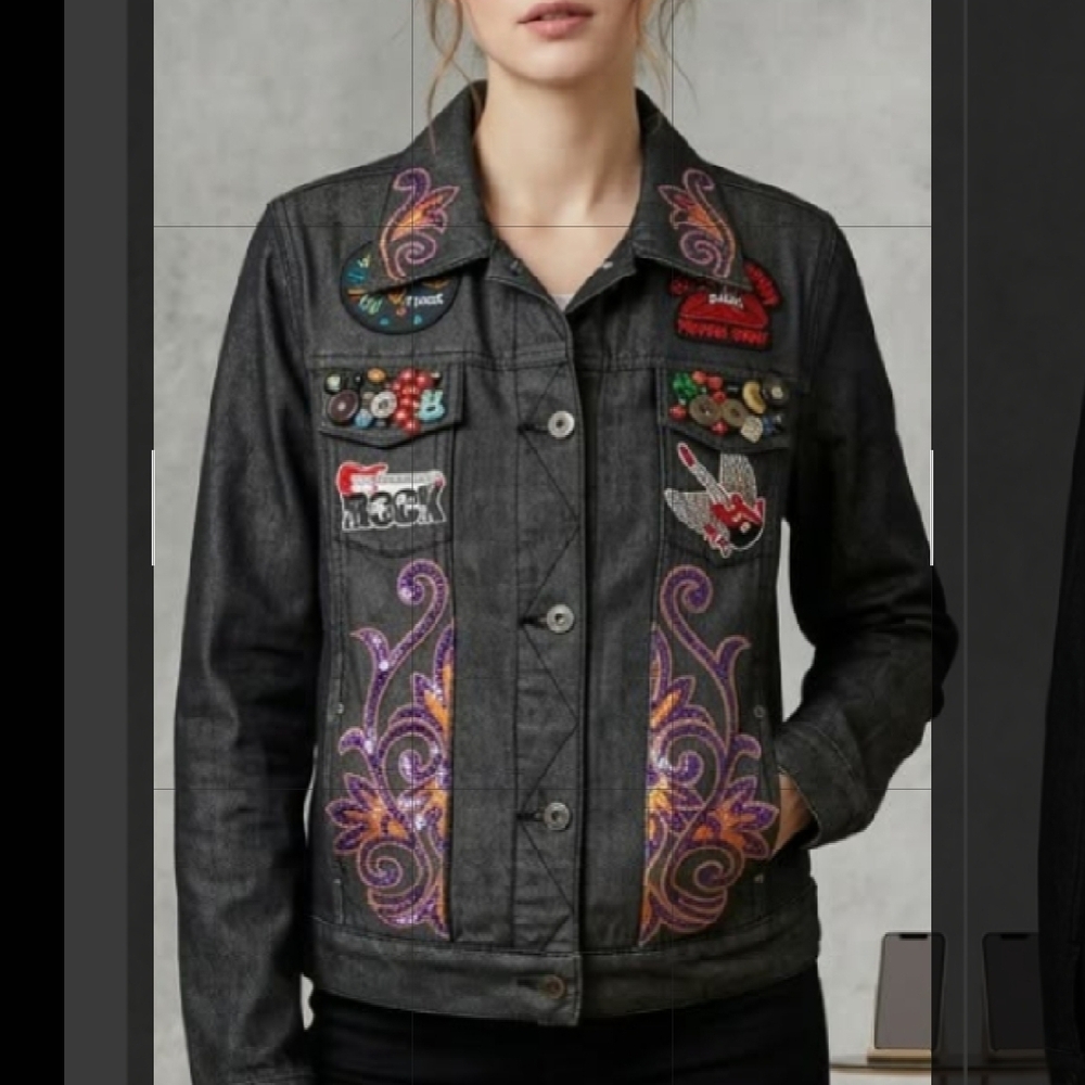 Black Mothership Patch Denim Jacket - image 2